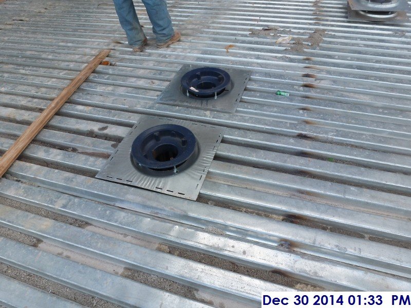 Installed roof drains at the UCIA Roof Facing North